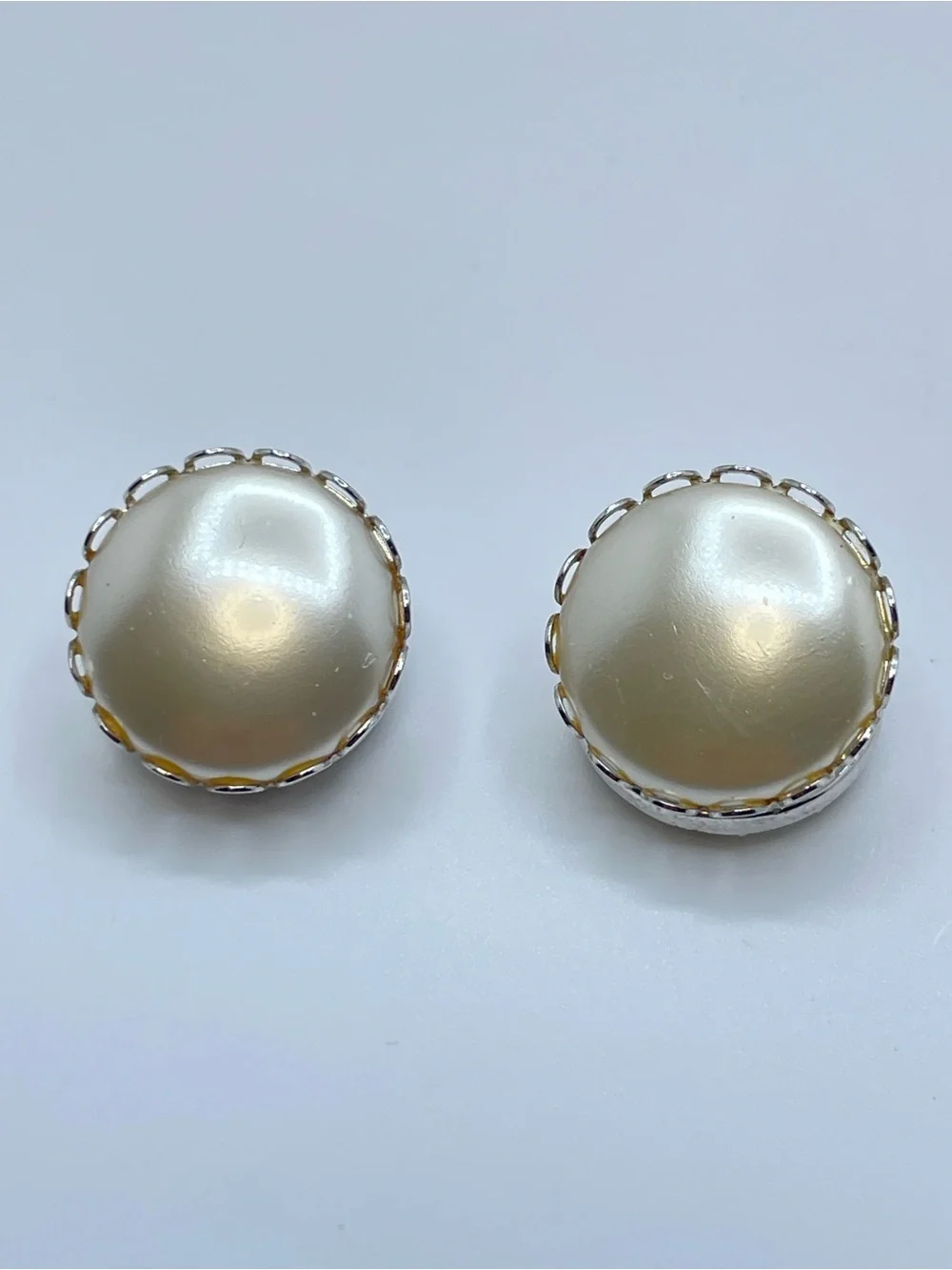 Vintage Sarah Coventry Reversible Faux Pearl Crystal Clip On Earrings Statement